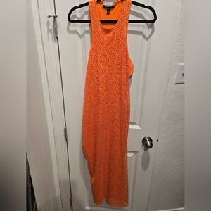 Eloquii Orange Halter Midi Sundress